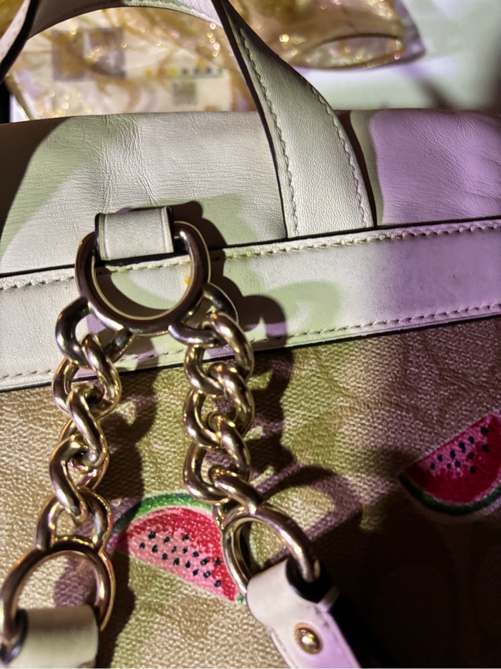 COACH Cream Signature Canvas Backpack with Watermelon Print - Picture 6 of 6